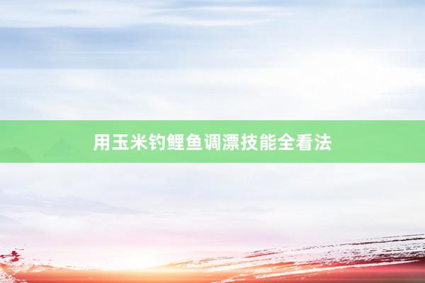 用玉米钓鲤鱼调漂技能全看法